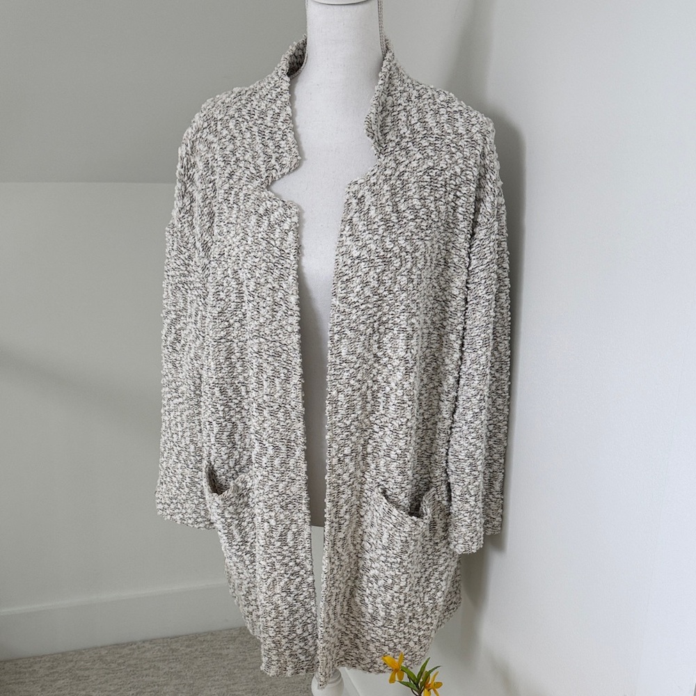 Lou & Grey Cream Speckled Open-Front Cardigan